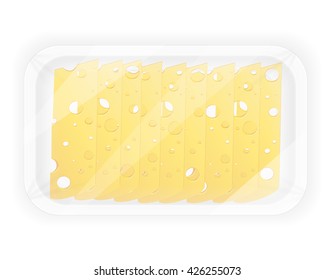 sliced cheese in the package vector illustration isolated on white background