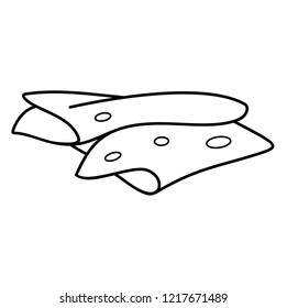 Sliced Cheese. Vector flat outline icon illustration isolated on white background.