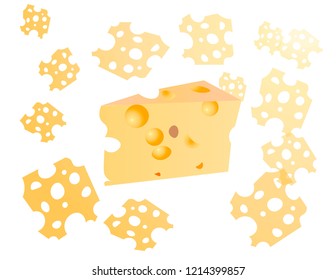Sliced cheese vector. Pizza ingredients vector design