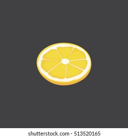 Sliced citrus fruit lemon. Vresh piece of  vector