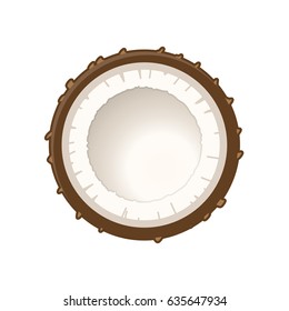 Icono de coco en rodajas aislado en blanco para comida o ilustración de verano