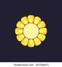 sliced corn icon in flat style