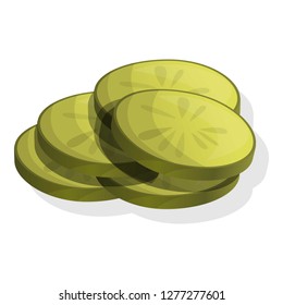 Sliced cucumber icon. Cartoon of sliced cucumber vector icon for web design isolated on white background