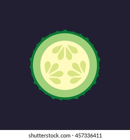 sliced cucumber icon in flat style