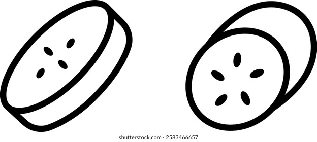 Sliced Cucumber Icon Sign – Food and Freshness Vector Symbol Set