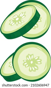 sliced cucumber illustration for health website, food website, vegetable shop, vegetable website, sticker, and many more