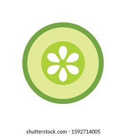 Sliced cucumber simple colored vector logo icon flat illustration design
