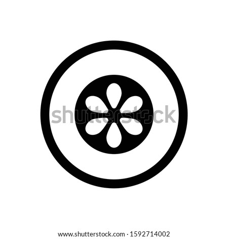Sliced cucumber simple outline black and white vector logo icon illustration