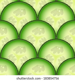 Sliced cucumber vegetables. Design seamless colorful pattern. Vector art. EPS10