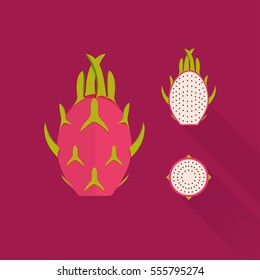 Sliced dragon fruit in flat vector style.
