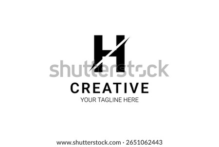 sliced effect logo minimalist with letter H