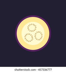 sliced eggplant icon in flat style