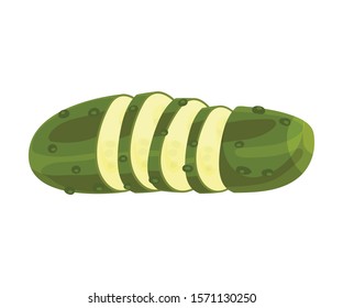 Sliced Emerald Green Pimpled Cucumber Vector Item