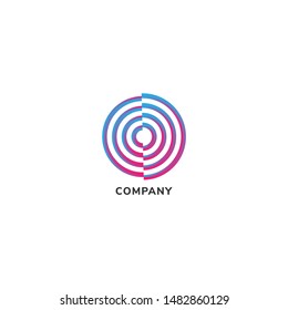 Sliced Energy Vortex. Signal Wave Logo Design Template, Colorful Circle Line Concept. Multicolor Gradient