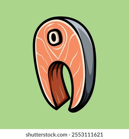 Cortado de pescado aislado línea de dibujo estilo de arte boceto clásico vintage diseño ilustración