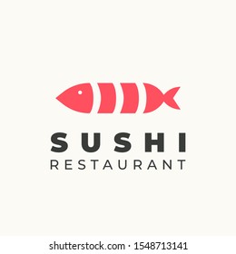 sliced fish for sushi logo template design.