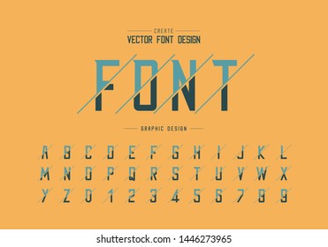 Sliced font and alphabet vector, Modern Typeface and letter number design, Graphic text on background
