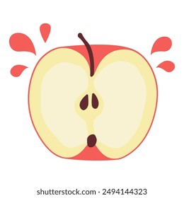 Sliced Fresh Apple Fruit Healthy Nutrition Vector Illustration