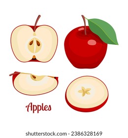 Sliced Fresh Apples vector design in eps 10