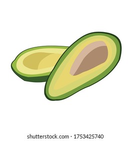 geschnittene frische Avocado-Frucht, Vektordesign