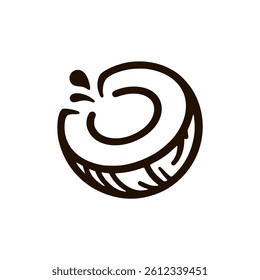sliced fresh coconut fruit healthy food logo vector illustration template design