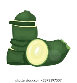 Sliced fresh green zucchini on white background