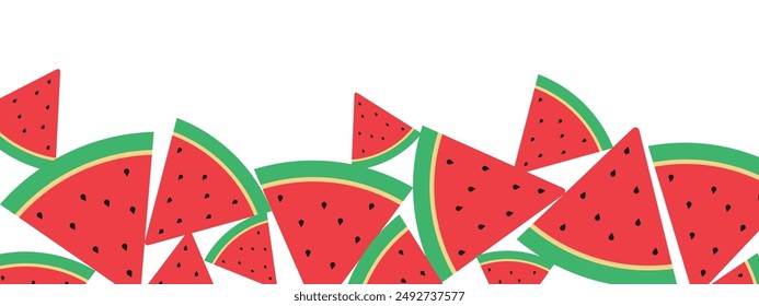 Sliced of fresh watermelon fruit isolated on transparent background