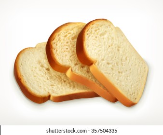 Sliced Fresh Wheat Bread Isolated On White Background, Bakery Vector Icon