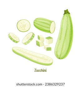 Sliced Fresh Zucchini vector design in eps 10