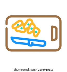 sliced garlic knife color icon vector. sliced garlic knife sign. isolated symbol illustration