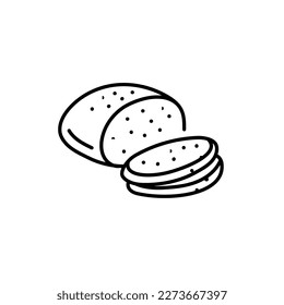 Sliced grain bread black line icon. Bakery. Pictogram for web page