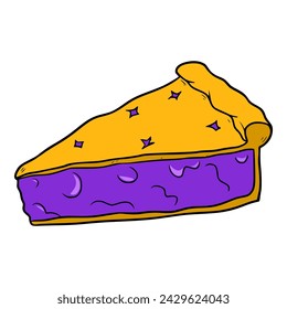 sliced grape pie illustration hand drawn colored vector	