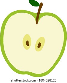 icono vectorial de ilustración plana de manzana verde en rodajas