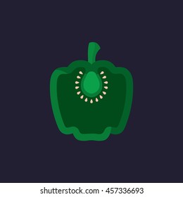 sliced green paprika icon in flat style