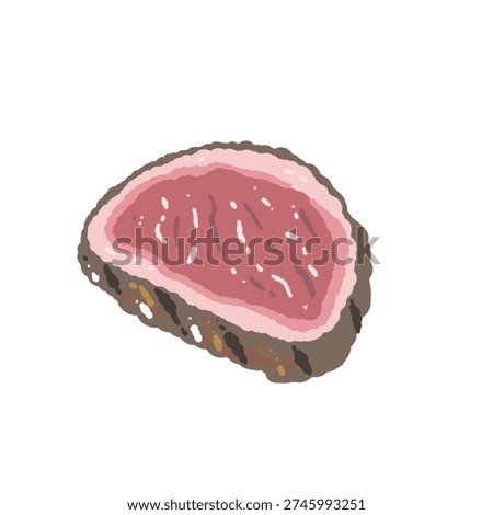 Sliced Grilled Beef Steak Rare Angle