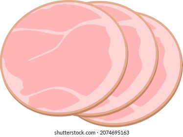 Sliced ham isolated vector illustration.