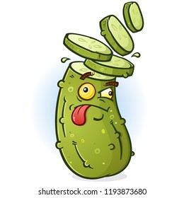 Sliced Head Pickle Cartoon Character