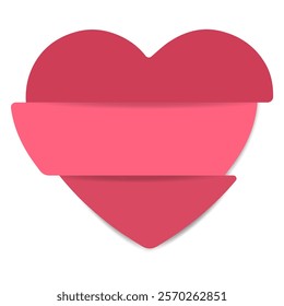 Sliced ​​red heart Shape Design  with Layered Elements, minimal design in cute vector style for Valentine's Day, romance, affection and love concepts, isolated icon on white background