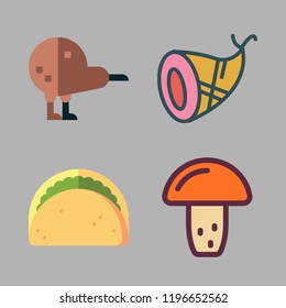 sliced icon set. vector set about taco, ham, kiwi and mushroom icons set.