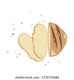 Sliced isolated bread . Vector illustration.