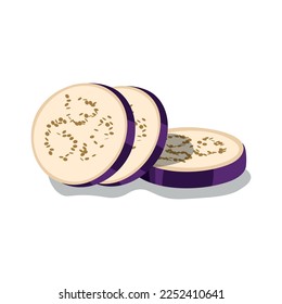 Sliced ​​eggplant isolated on white background