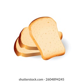 Sliced ​​bread isolated on white background. Vector realistic 3d illustration