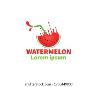Sliced Juicy Watermelon Juice abstract logo, icon, label, symbol Concept. Vector Design Illustration