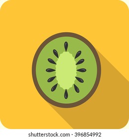sliced kiwi flat icon with long shadow. material design style
