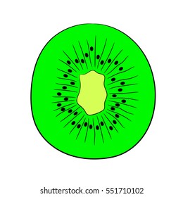 sliced kiwi fruit halves on white background of vector illustrations