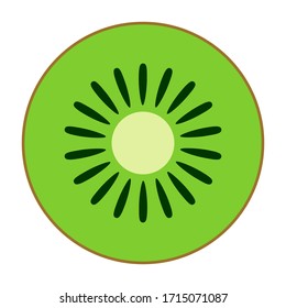 Sliced kiwi isolated on white background. Flat design fruit icon.