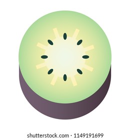 sliced kiwi vector illustration in gradient design