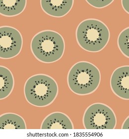 Sliced Kiwifruit Illustration, Seamless Pattern, Fashionable, Vector EPS 10.