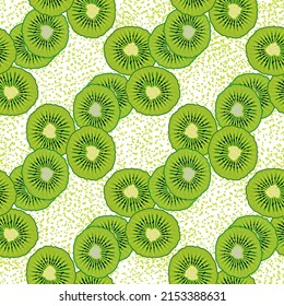Sliced kiwifruit. Seamless background. Vector illustration