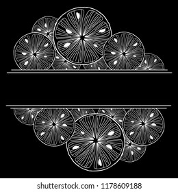 Sliced lemon. Black and White Vector Background.